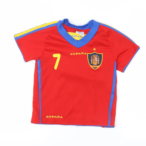 world soccer Boys Red   Basic T-Shirt Size 4 Years  - espana D.Villa