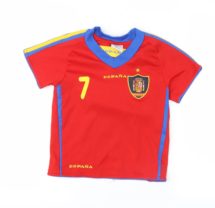 world soccer Boys Red Basic T-Shirt Size 4 Years - espana D.Villa