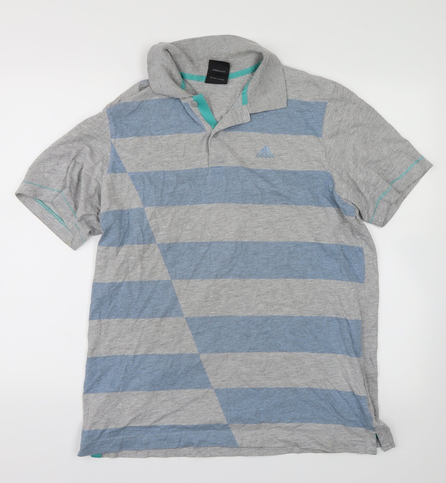 adidas Mens Grey Striped   T-Shirt Size M