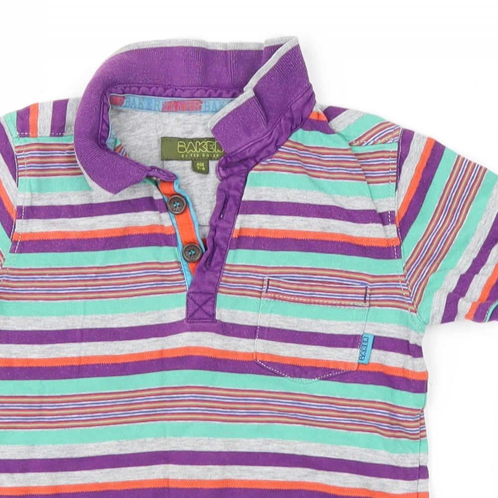 ted bakrer Boys Purple Striped  Basic Polo Size 3-4 Years