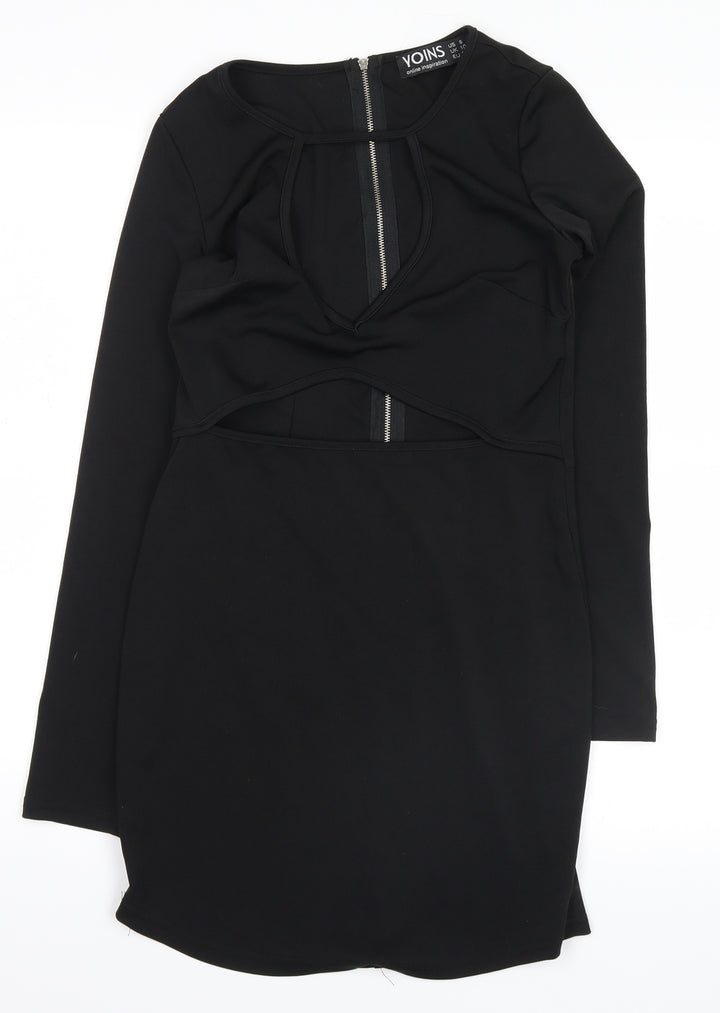 Yoins Womens Black Shirt Dress Size 10
