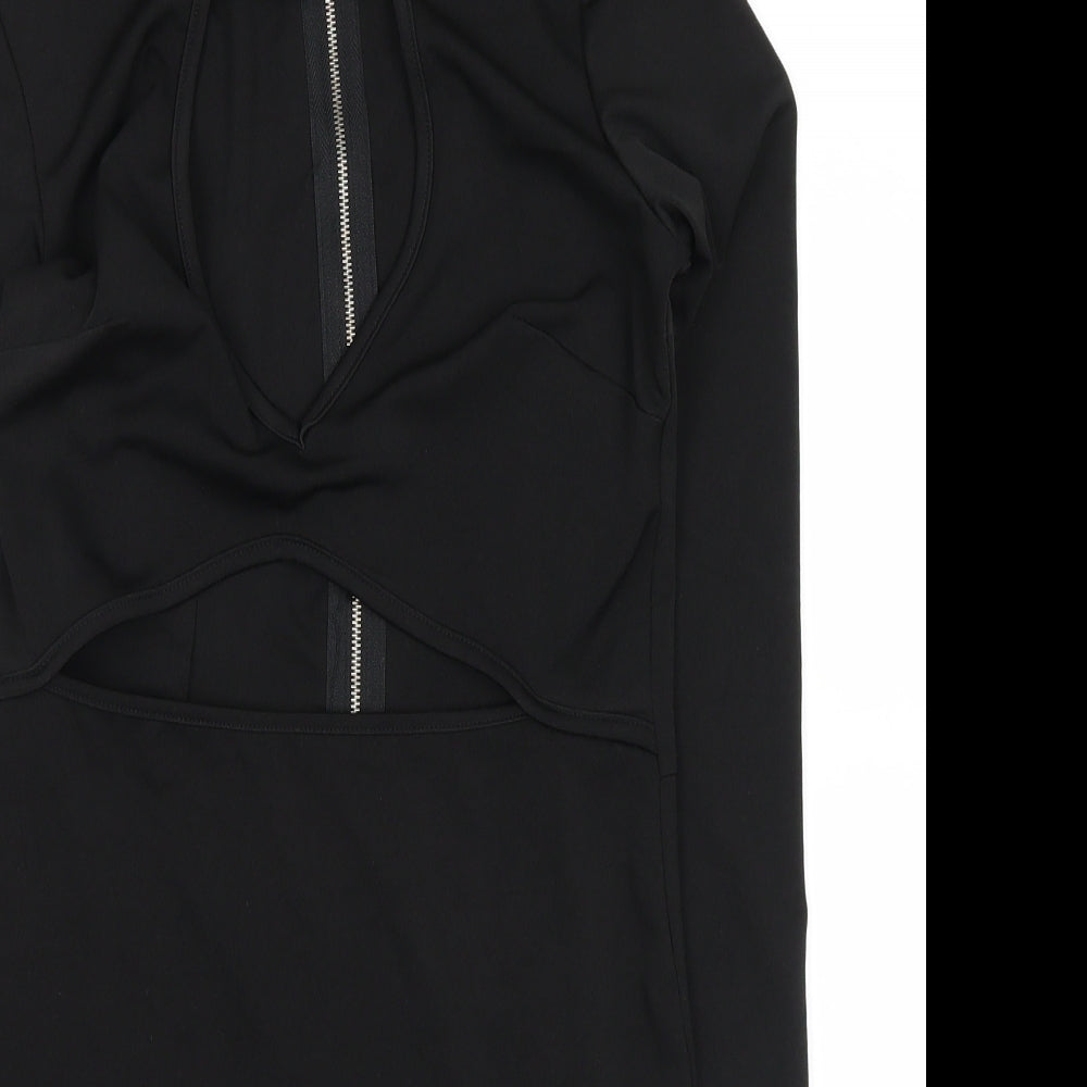 Yoins Womens Black   Shirt Dress  Size 10
