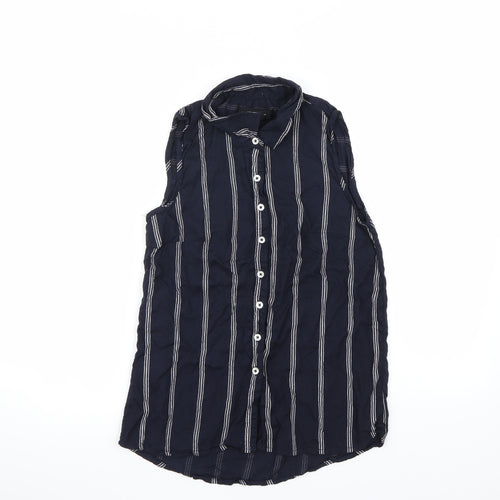 Atmosphere Womens Blue Striped  Basic Button-Up Size 8