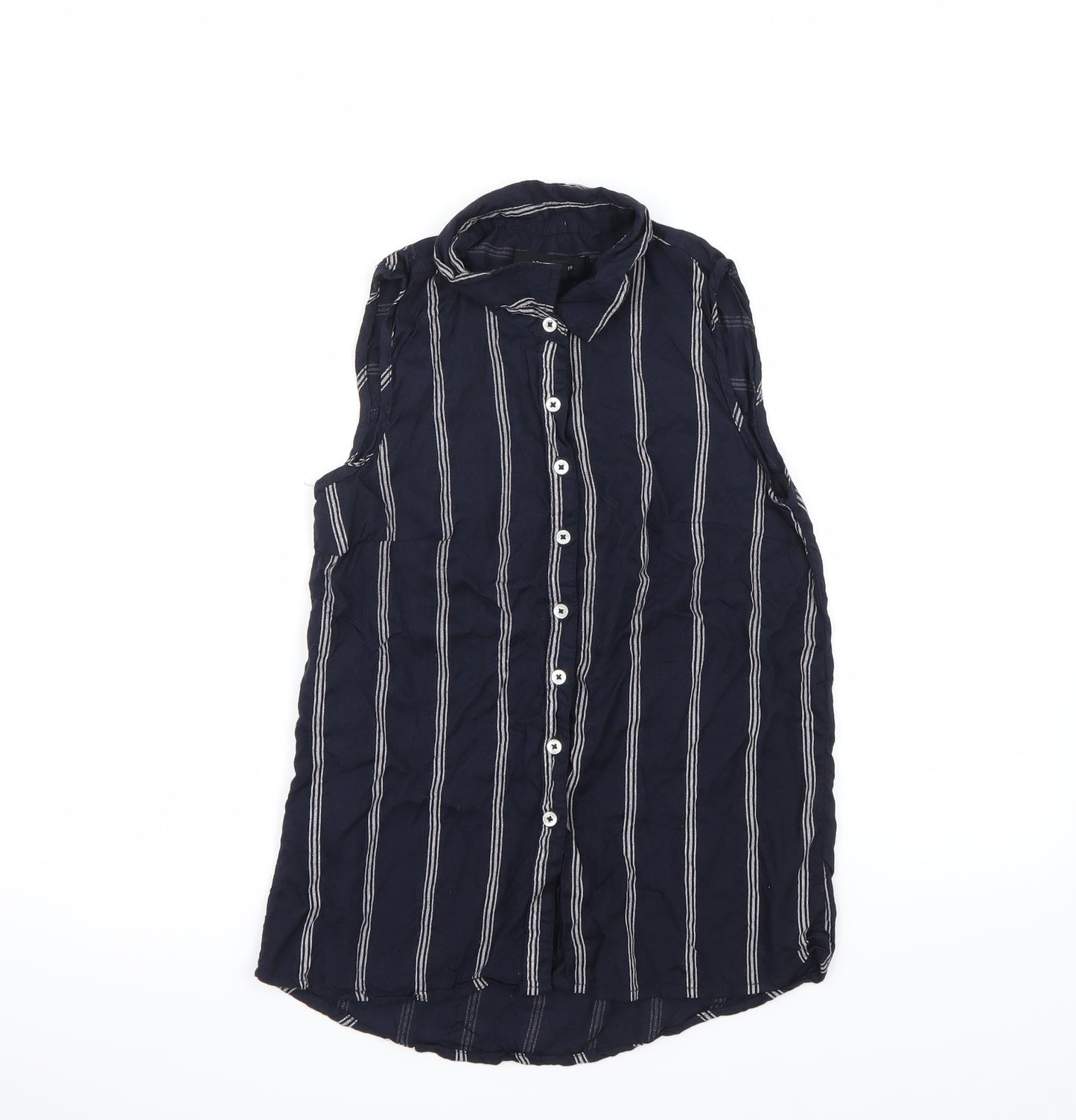 Atmosphere Womens Blue Striped  Basic Button-Up Size 8