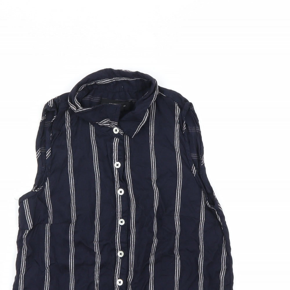 Atmosphere Womens Blue Striped  Basic Button-Up Size 8