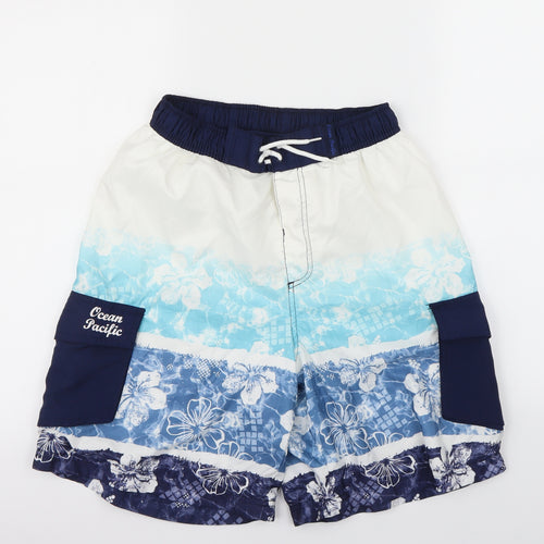Op Mens White Floral  Sweat Shorts Size M - Swim Shorts