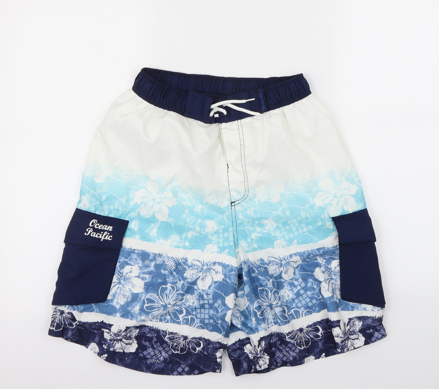 Op Mens White Floral  Sweat Shorts Size M - Swim Shorts