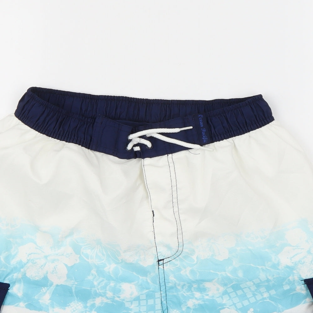 Op Mens White Floral  Sweat Shorts Size M - Swim Shorts