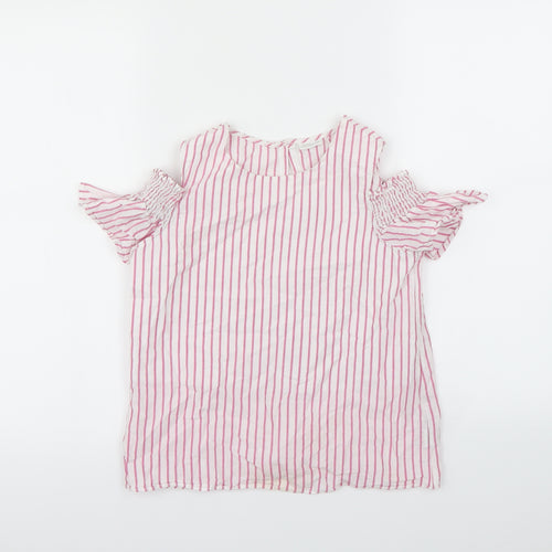 F&F Girls White Striped  Basic Blouse Size 10 Years