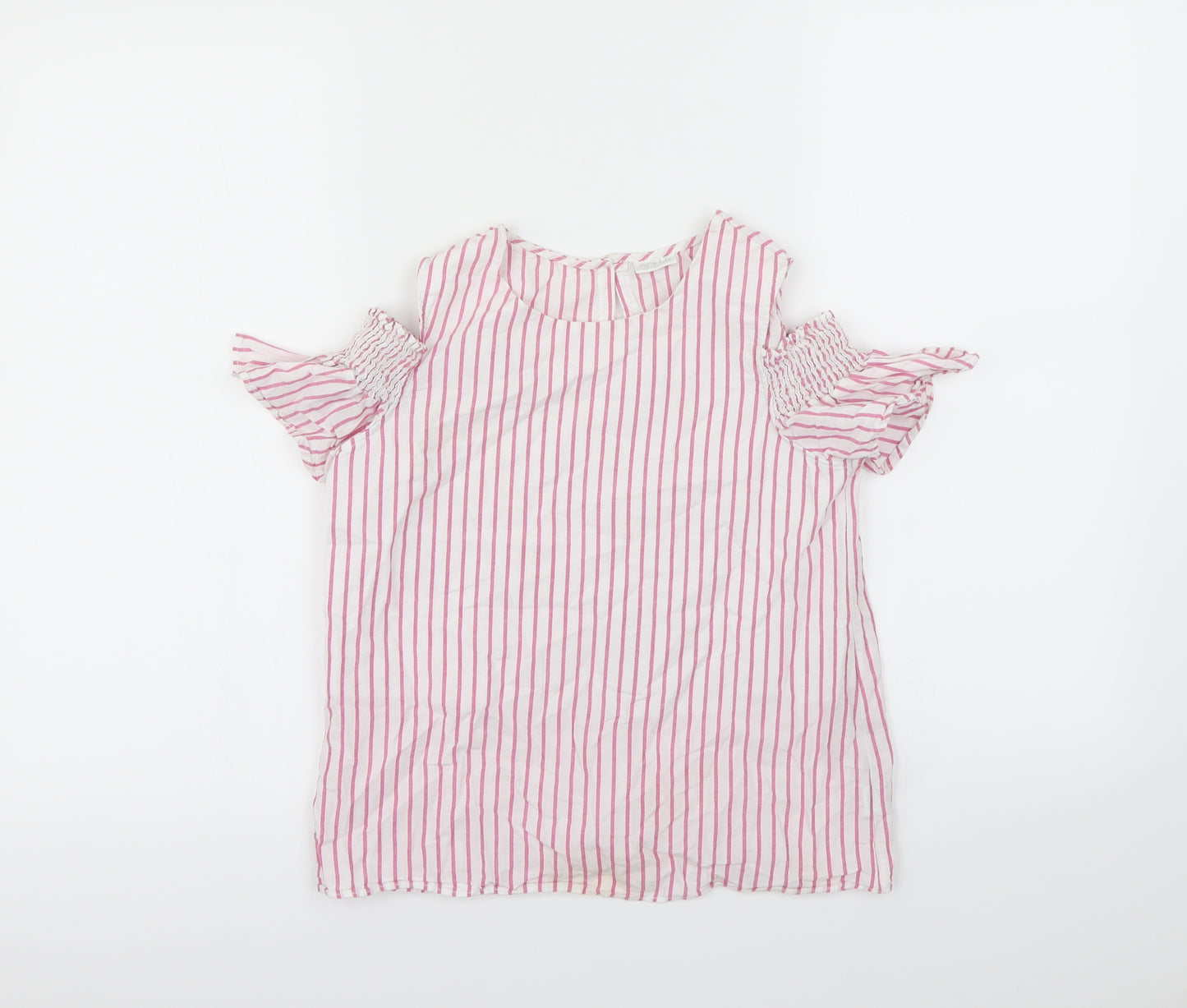 F&F Girls White Striped  Basic Blouse Size 10 Years