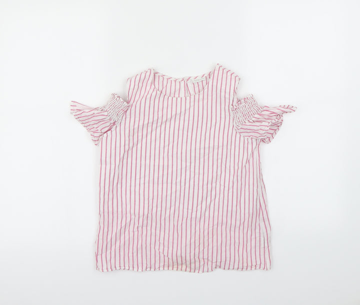 F&F Girls White Striped  Basic Blouse Size 10 Years