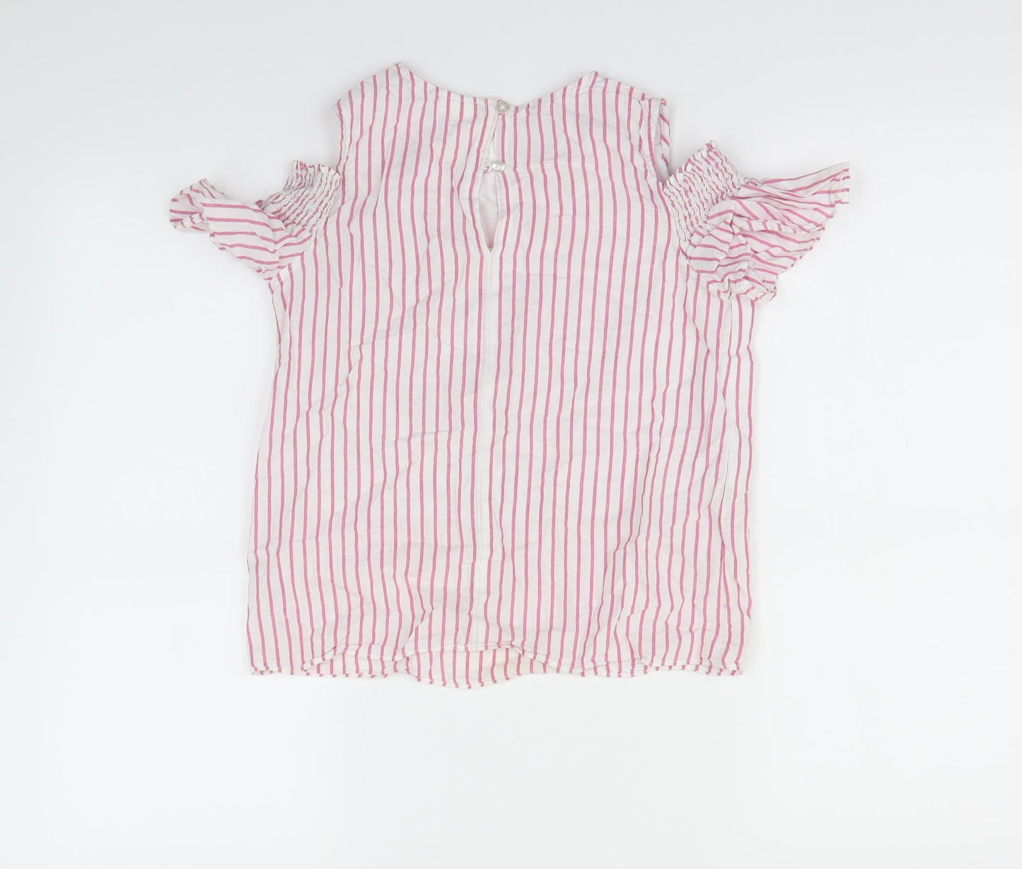 F&F Girls White Striped  Basic Blouse Size 10 Years