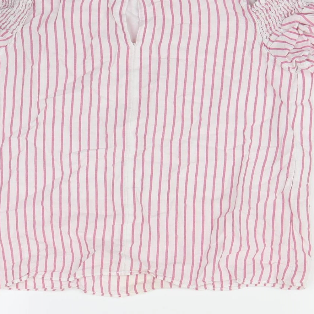 F&F Girls White Striped  Basic Blouse Size 10 Years