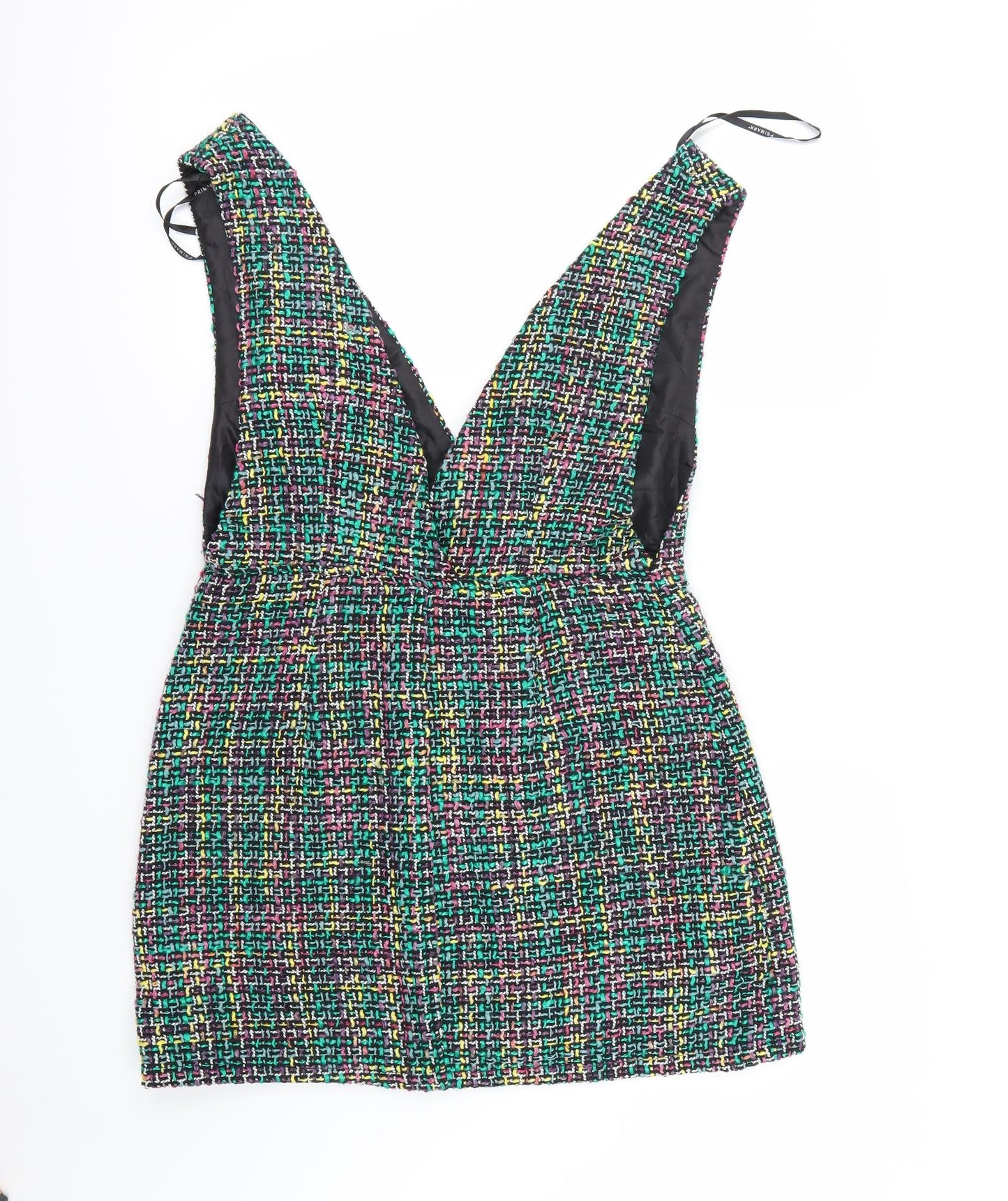 Primark Womens Multicoloured Herringbone  Pinafore/Dungaree Dress  Size 14