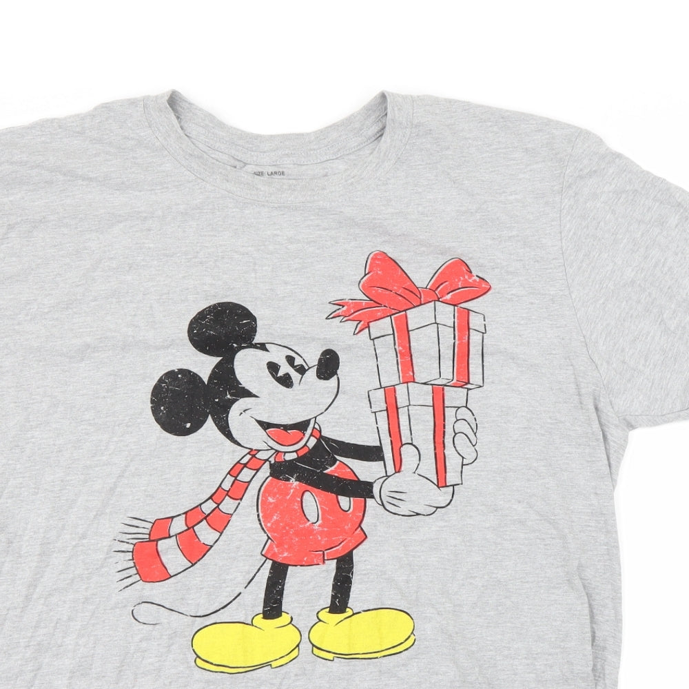 Disney Mens Grey    T-Shirt Size L  - Mickey mouse