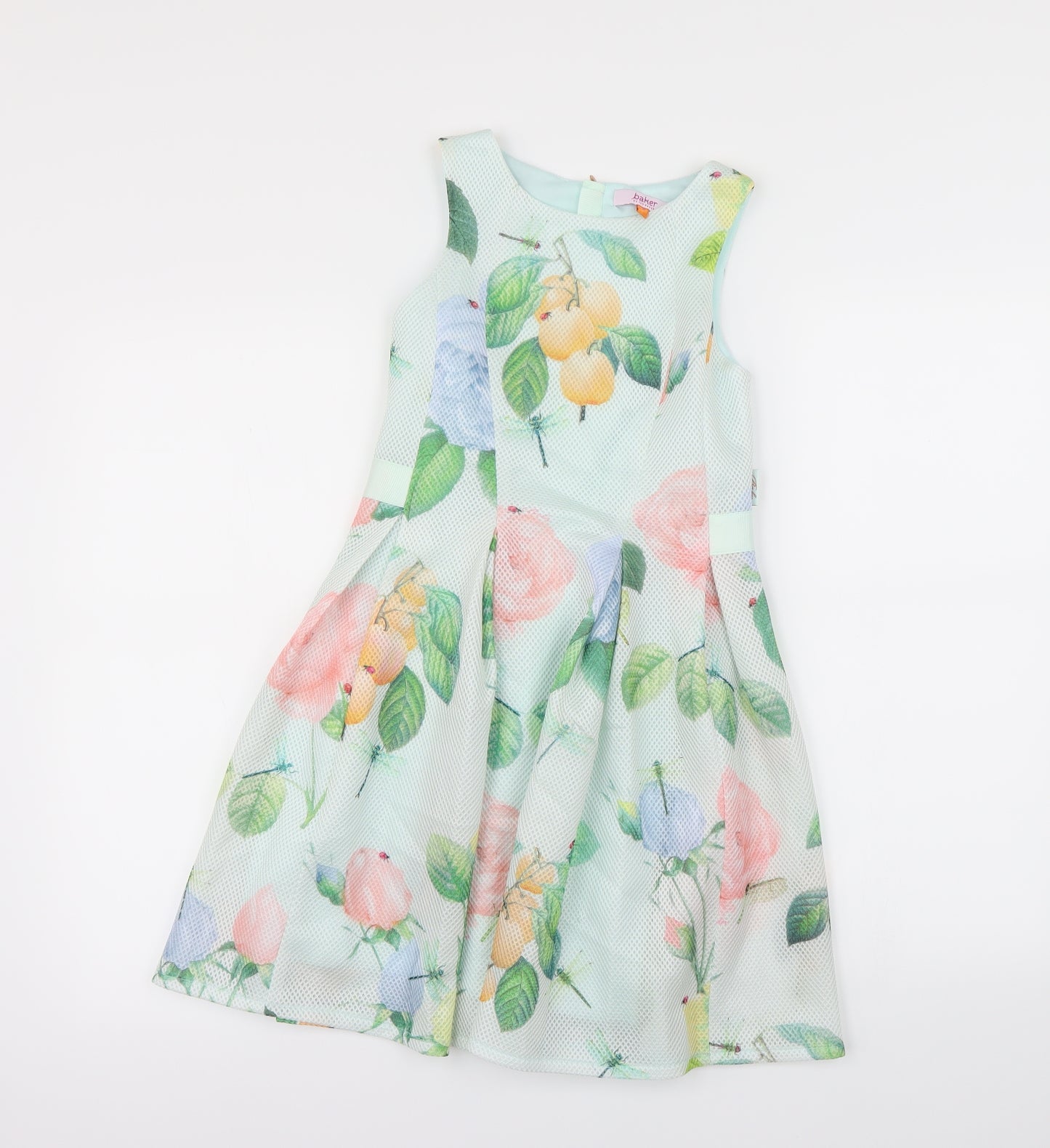 Ted Baker Girls Green Floral  Fit & Flare  Size 10 Years