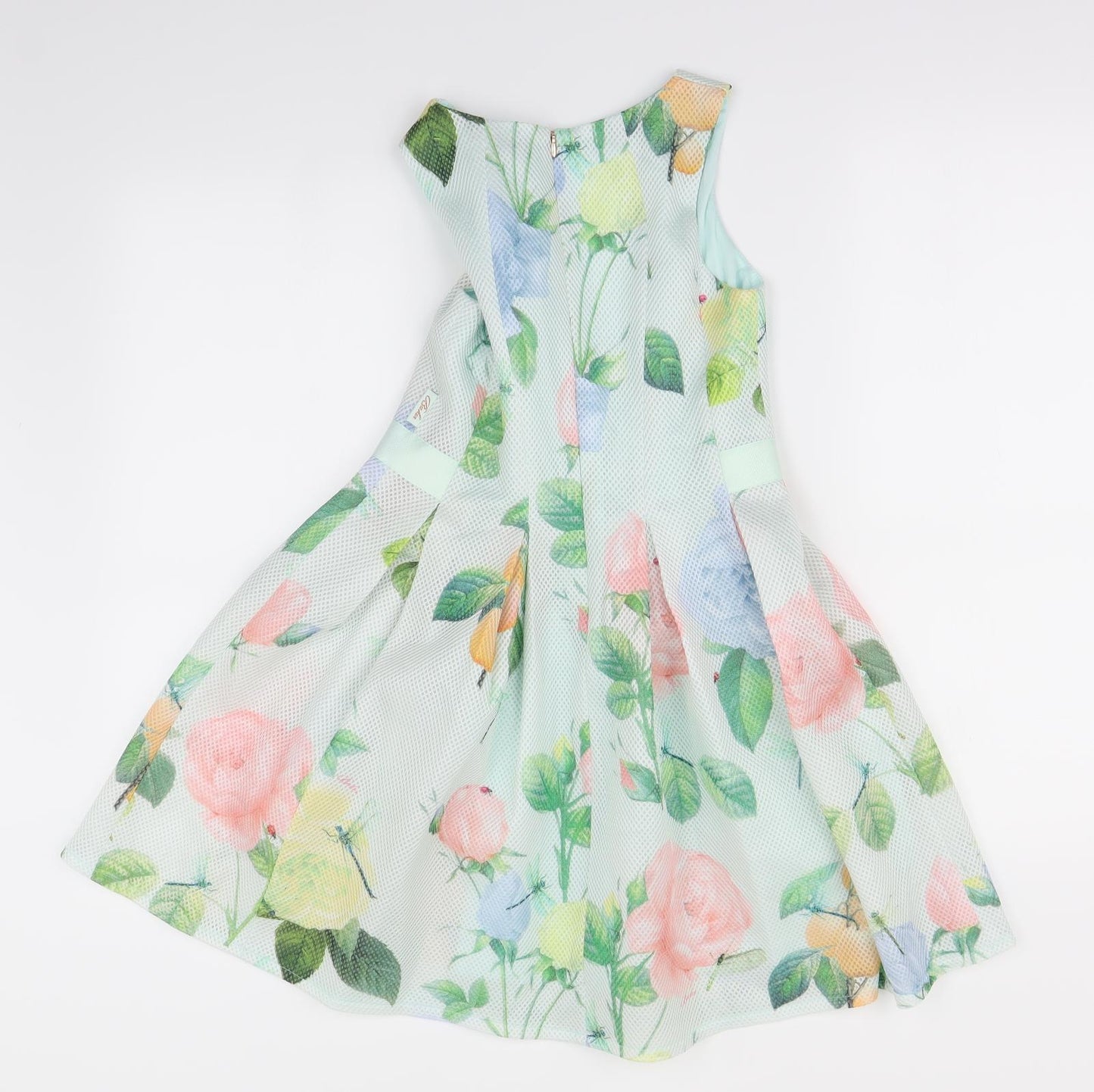 Ted Baker Girls Green Floral  Fit & Flare  Size 10 Years
