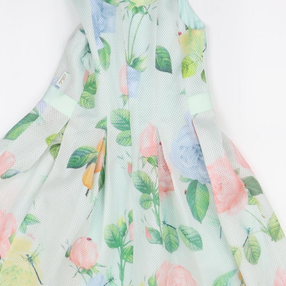 Ted Baker Girls Green Floral  Fit & Flare  Size 10 Years