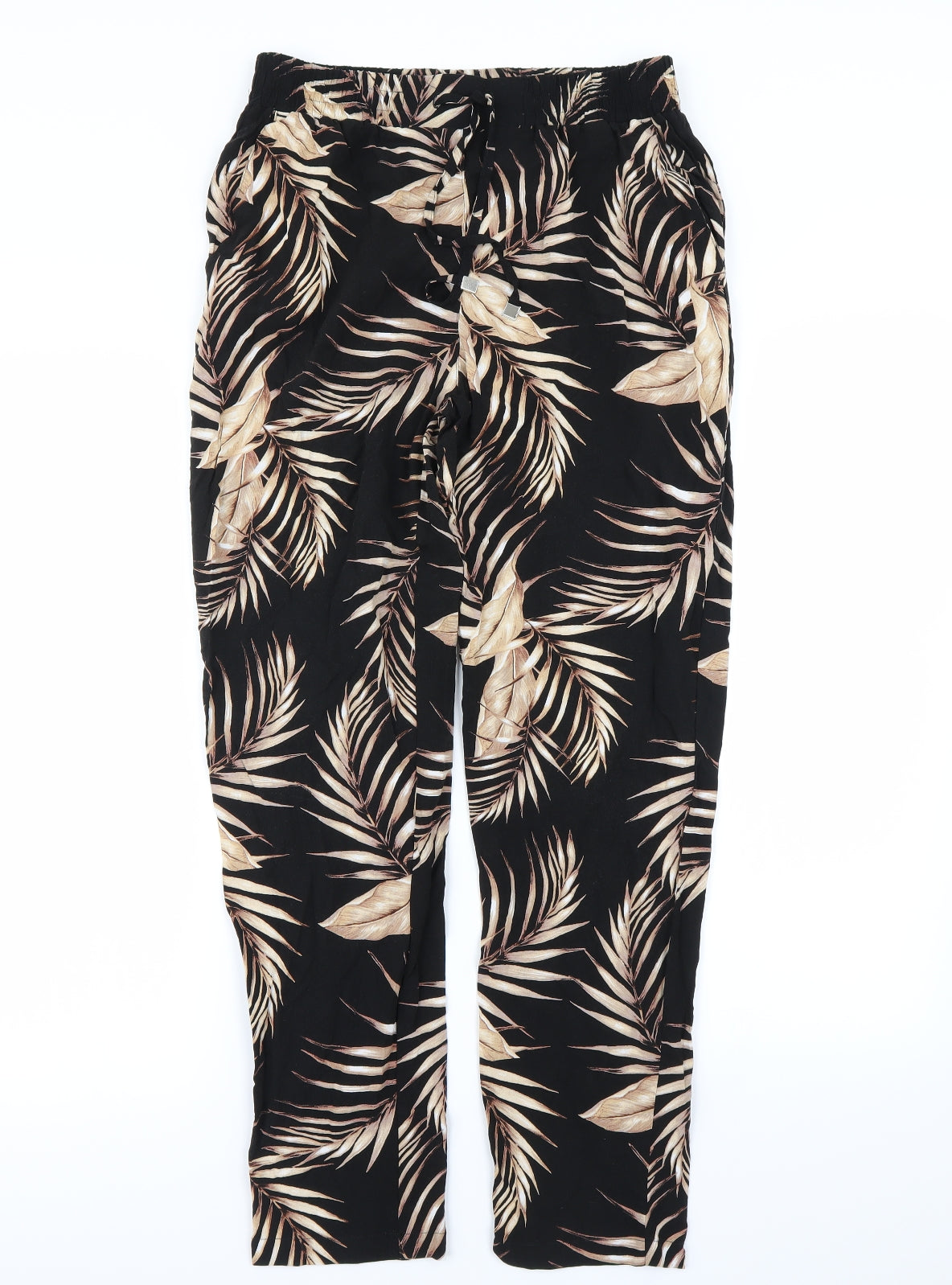 New Look Womens Black Floral  Dress Pants Trousers Size 10 L28 in