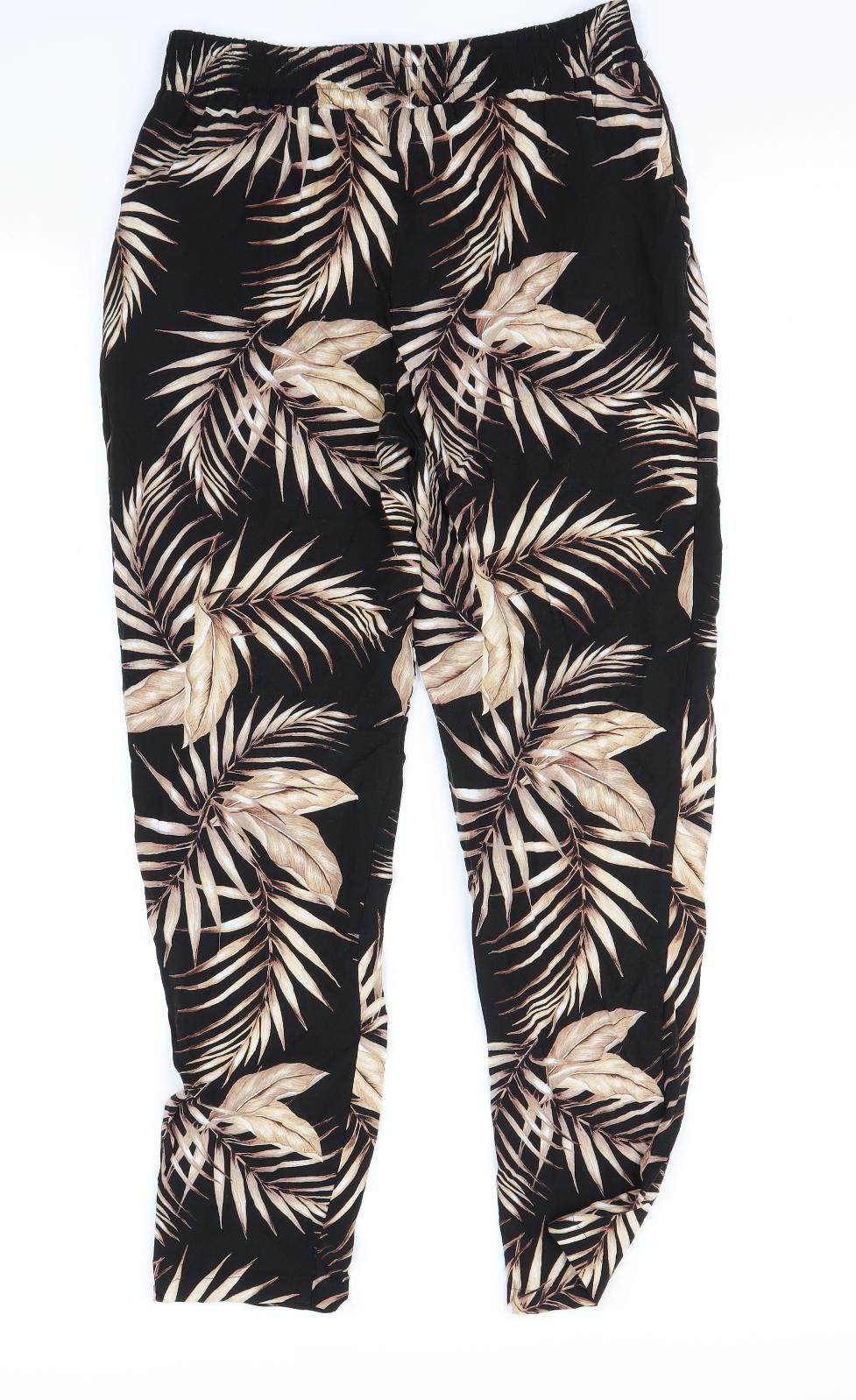 New Look Womens Black Floral  Dress Pants Trousers Size 10 L28 in
