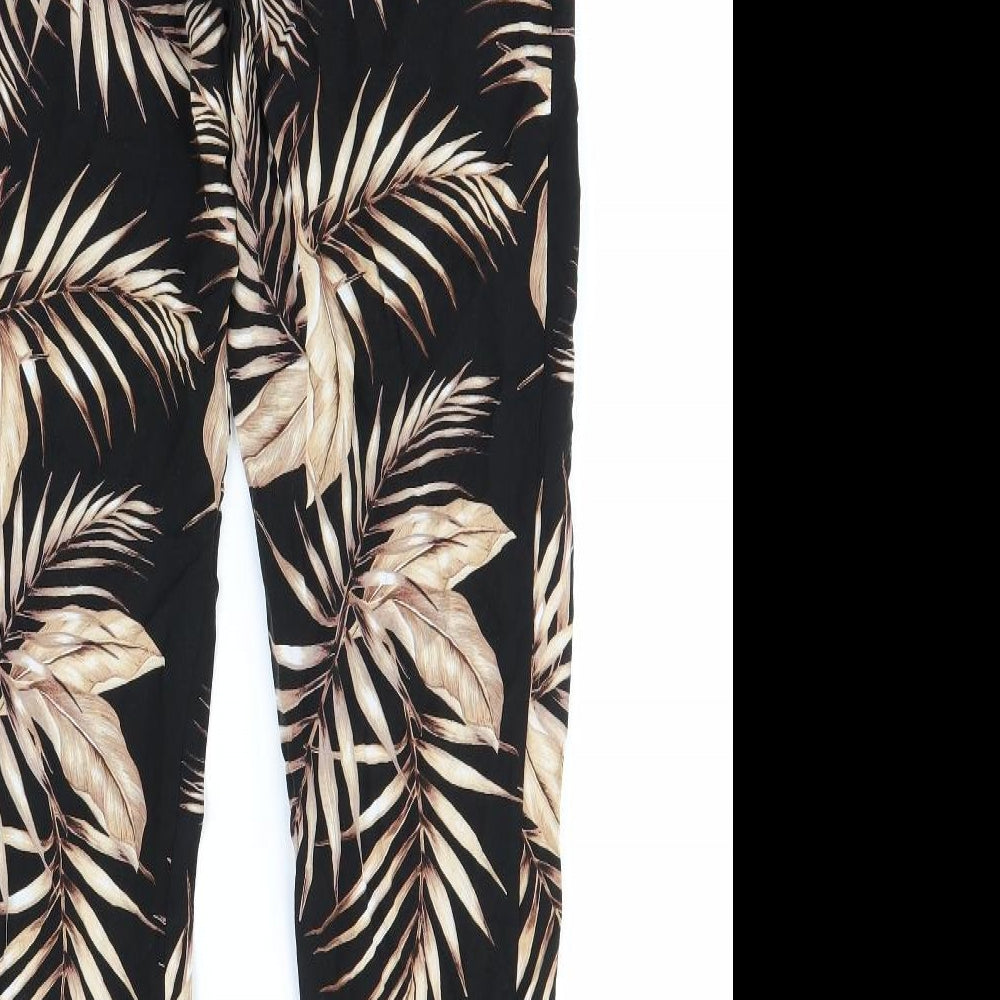 New Look Womens Black Floral  Dress Pants Trousers Size 10 L28 in