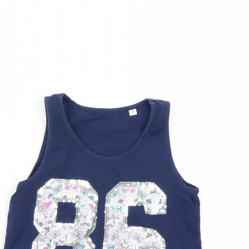 Preworn Girls Blue   Basic Tank Size 7-8 Years