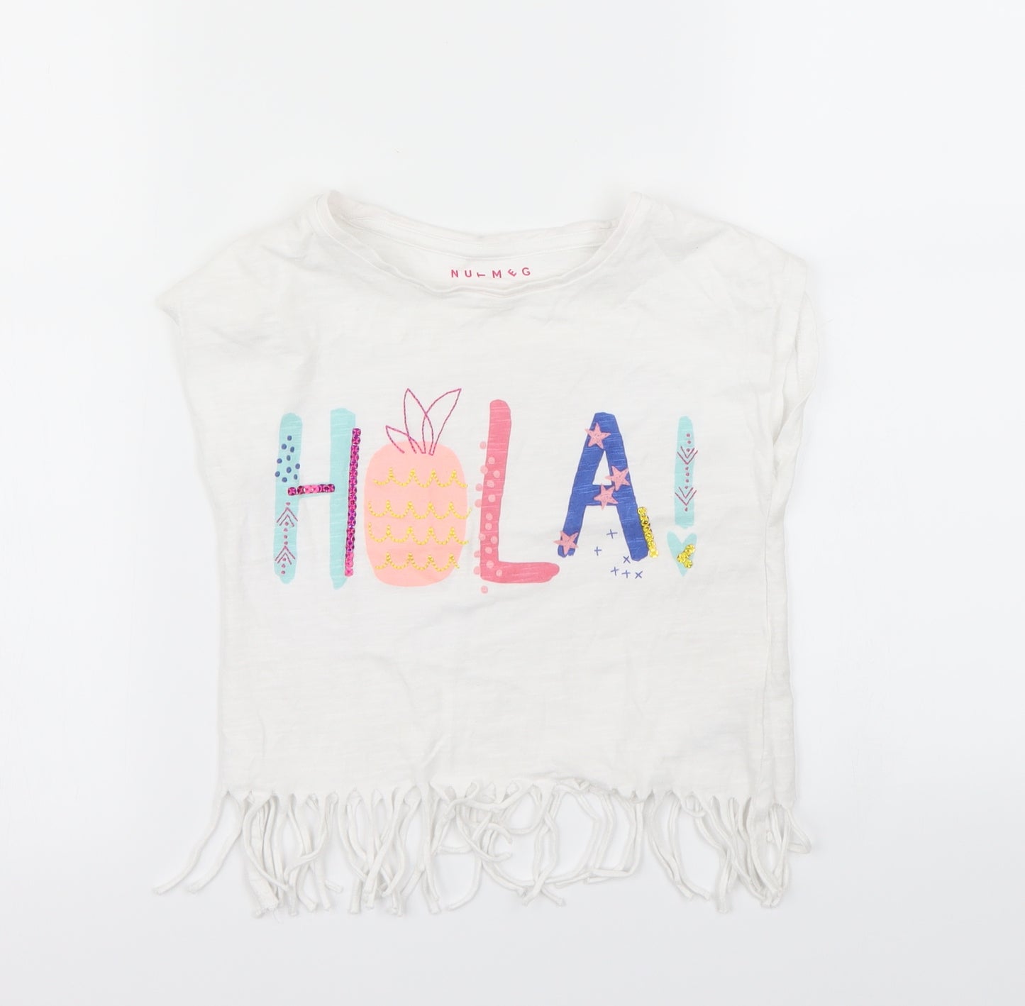 Nutmeg Girls White   Basic T-Shirt Size 6 Years