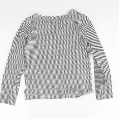 Primark Girls Black Striped  Basic T-Shirt Size 7-8 Years