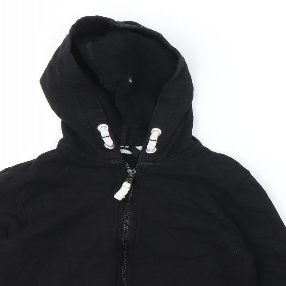 George Girls Black   Full Zip Hoodie Size 6-7 Years