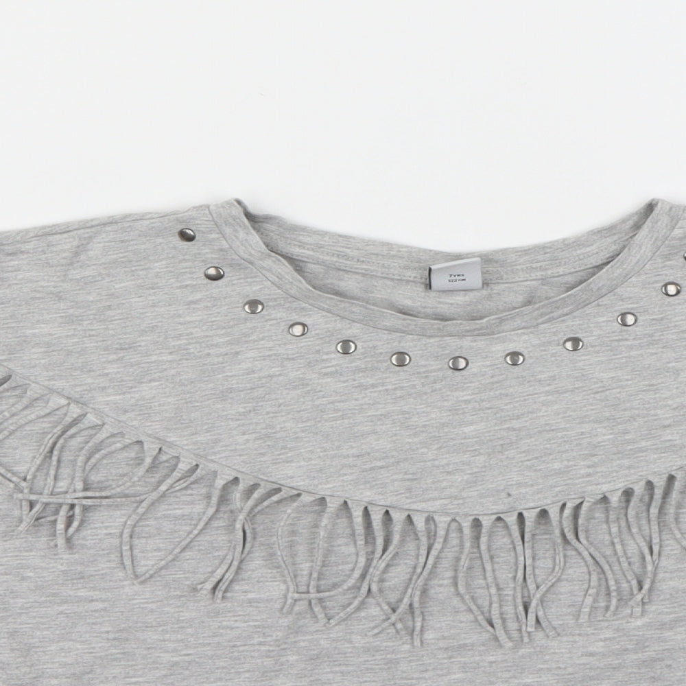 TU Girls Grey   Basic T-Shirt Size 7 Years