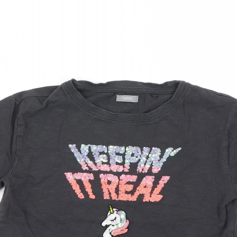Next  Girls Black   Basic T-Shirt Size 7-8 Years