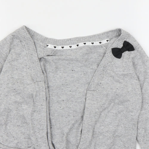 Preworn Girls Grey   Cardigan Jumper Size 5-6 Years