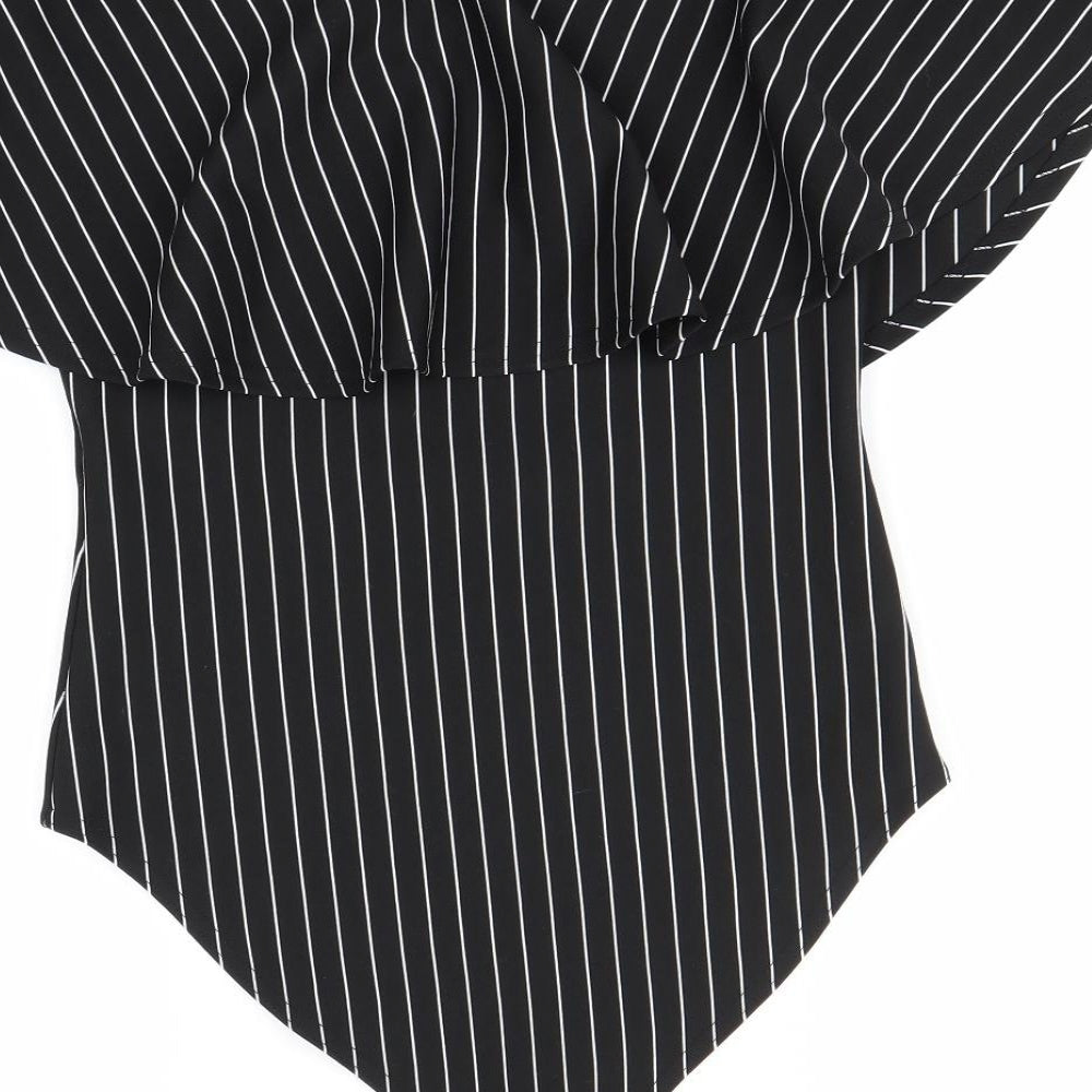 Fredafunk Womens Black Striped  Bodysuit One-Piece Size 12