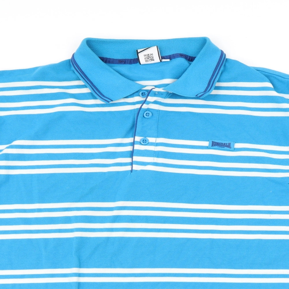 Lonsdale Mens Blue Striped   Polo Size XL
