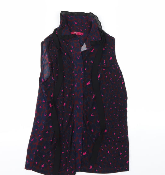 Front view of Next women’s purple animal print basic button-up, size UK 10