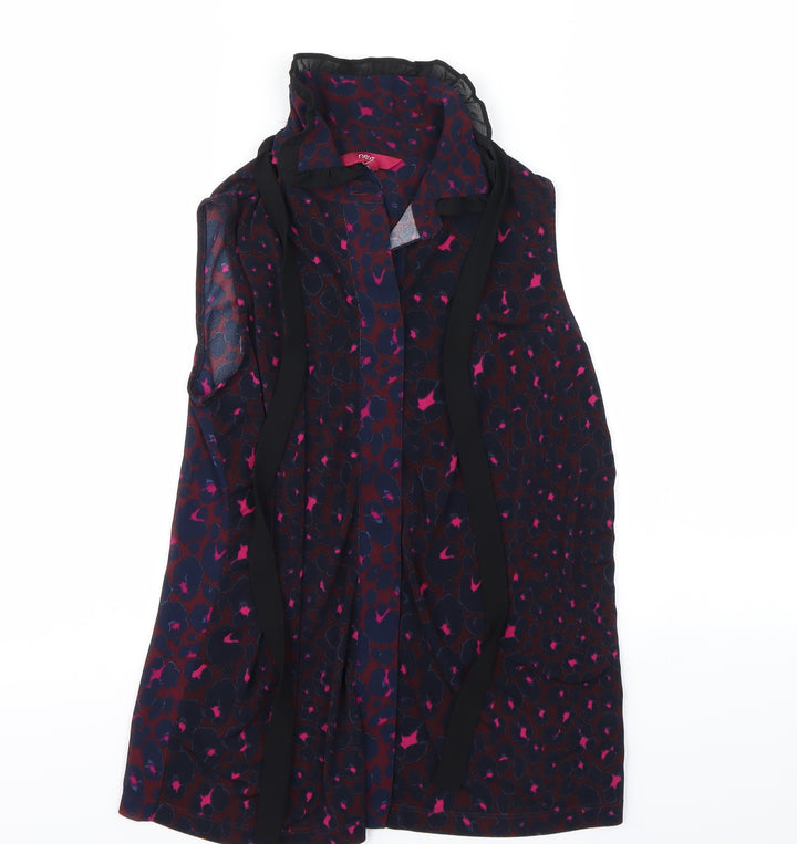 Next  Womens Purple Animal Print  Basic Button-Up Size 10