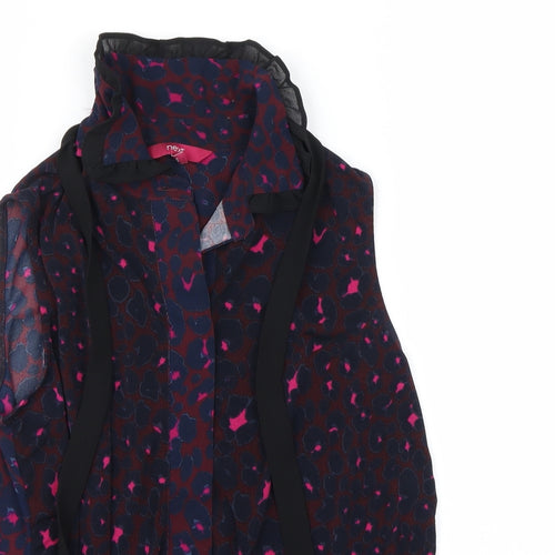 Next  Womens Purple Animal Print  Basic Button-Up Size 10