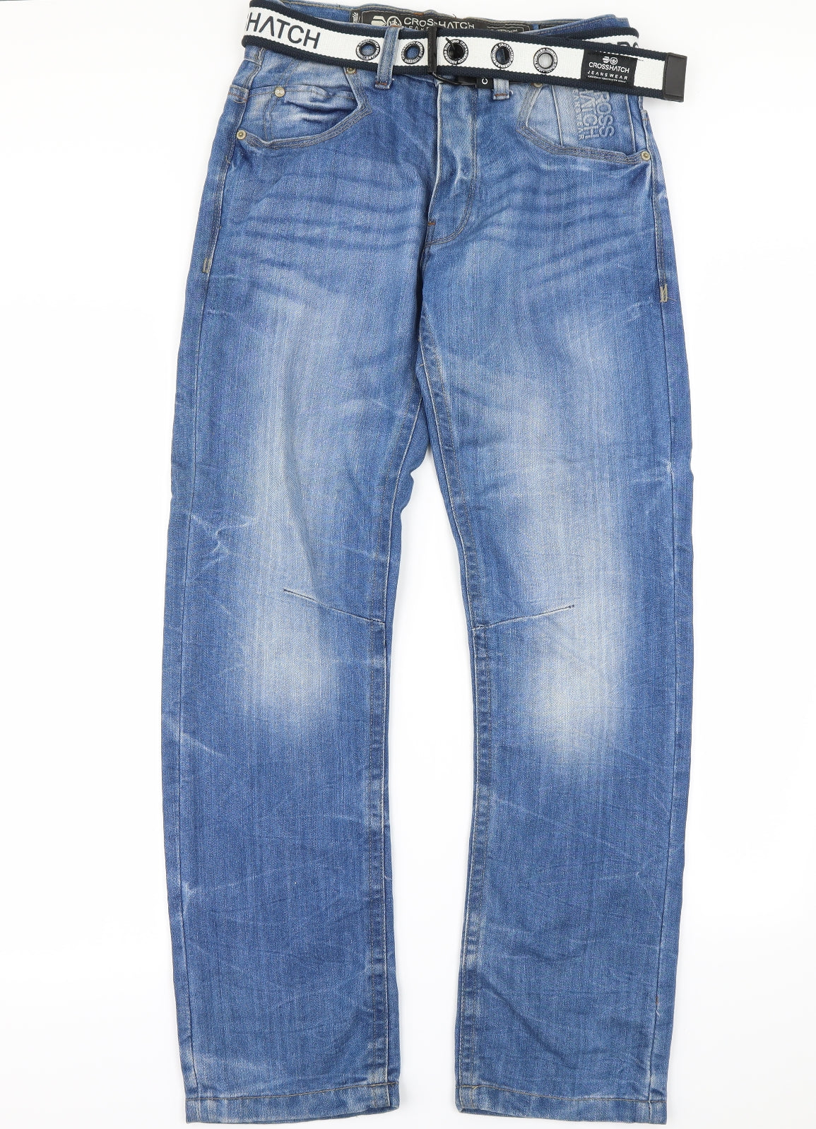 Crosshatch Mens Blue  Denim Straight Jeans Size XS L32 in