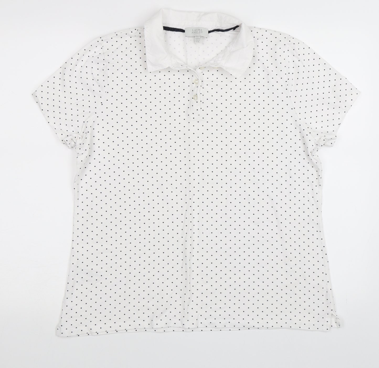 Laura Ashley Womens White Polka Dot  Basic Polo Size 18