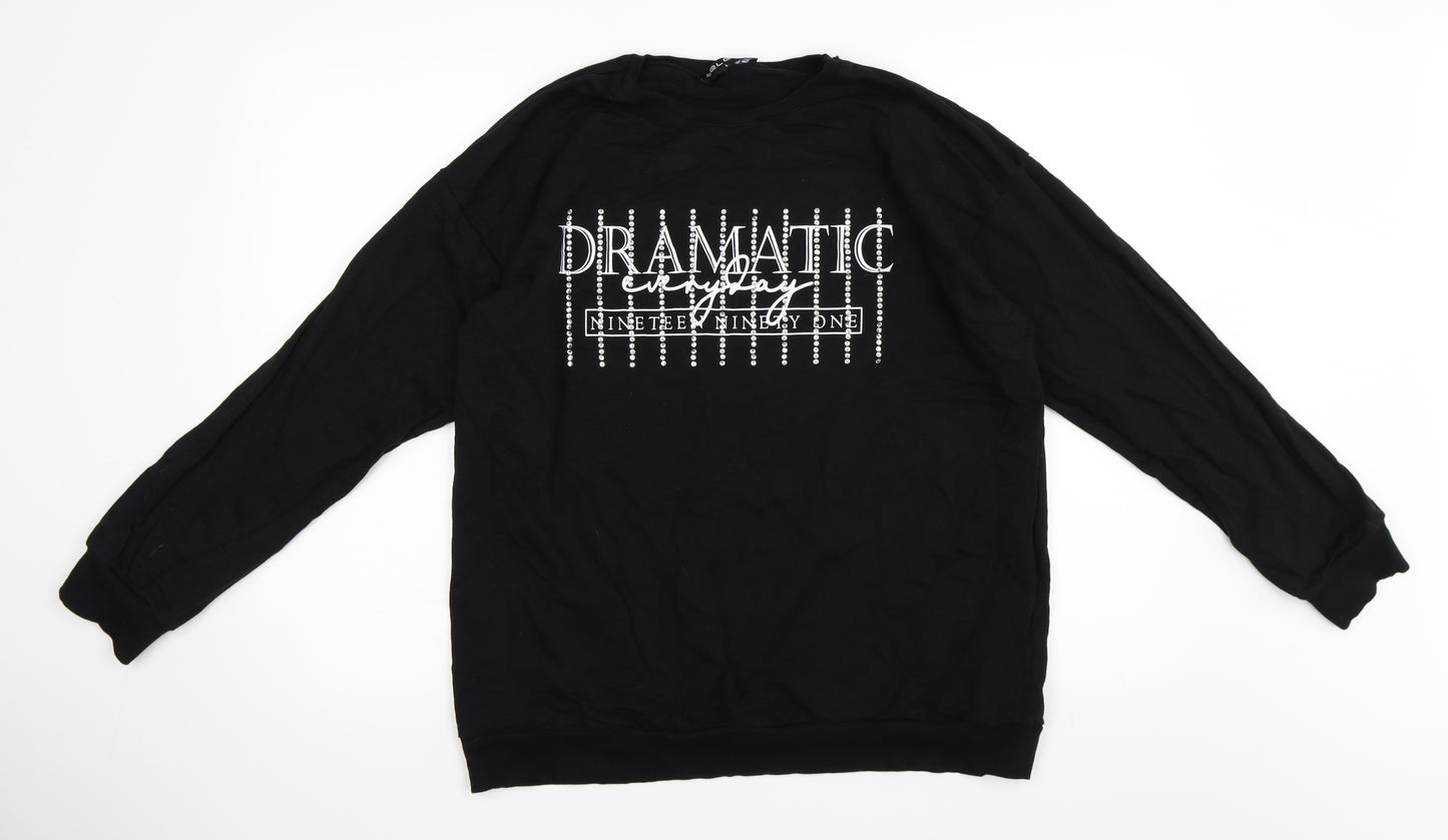 Select Womens Black   Pullover Sweatshirt Size L