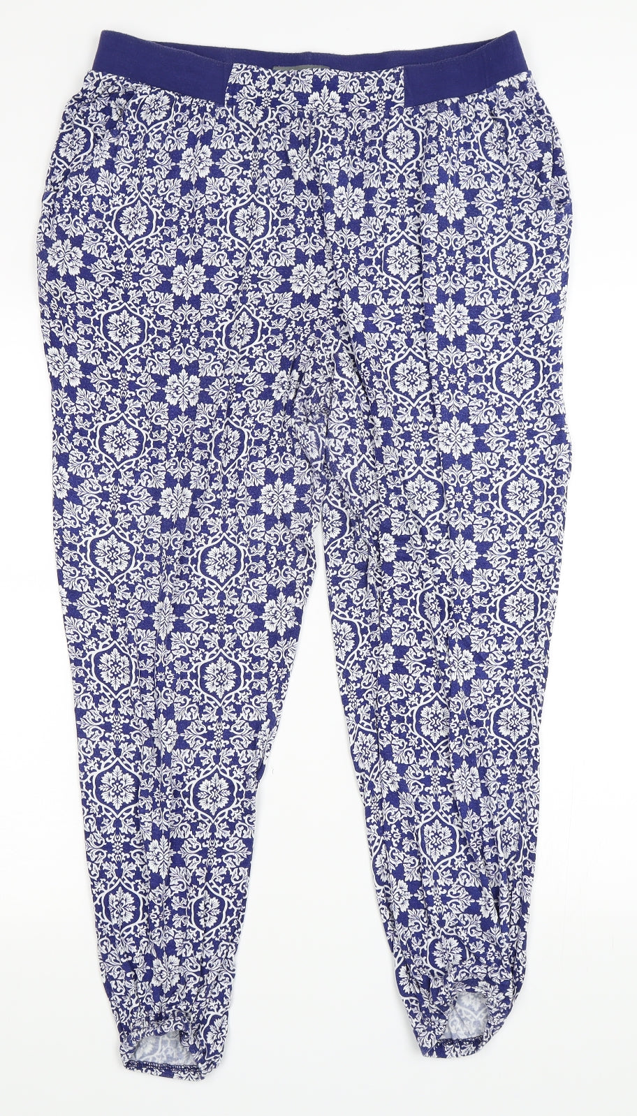 South Womens Blue Paisley  Jogger Trousers Size 18 L28 in
