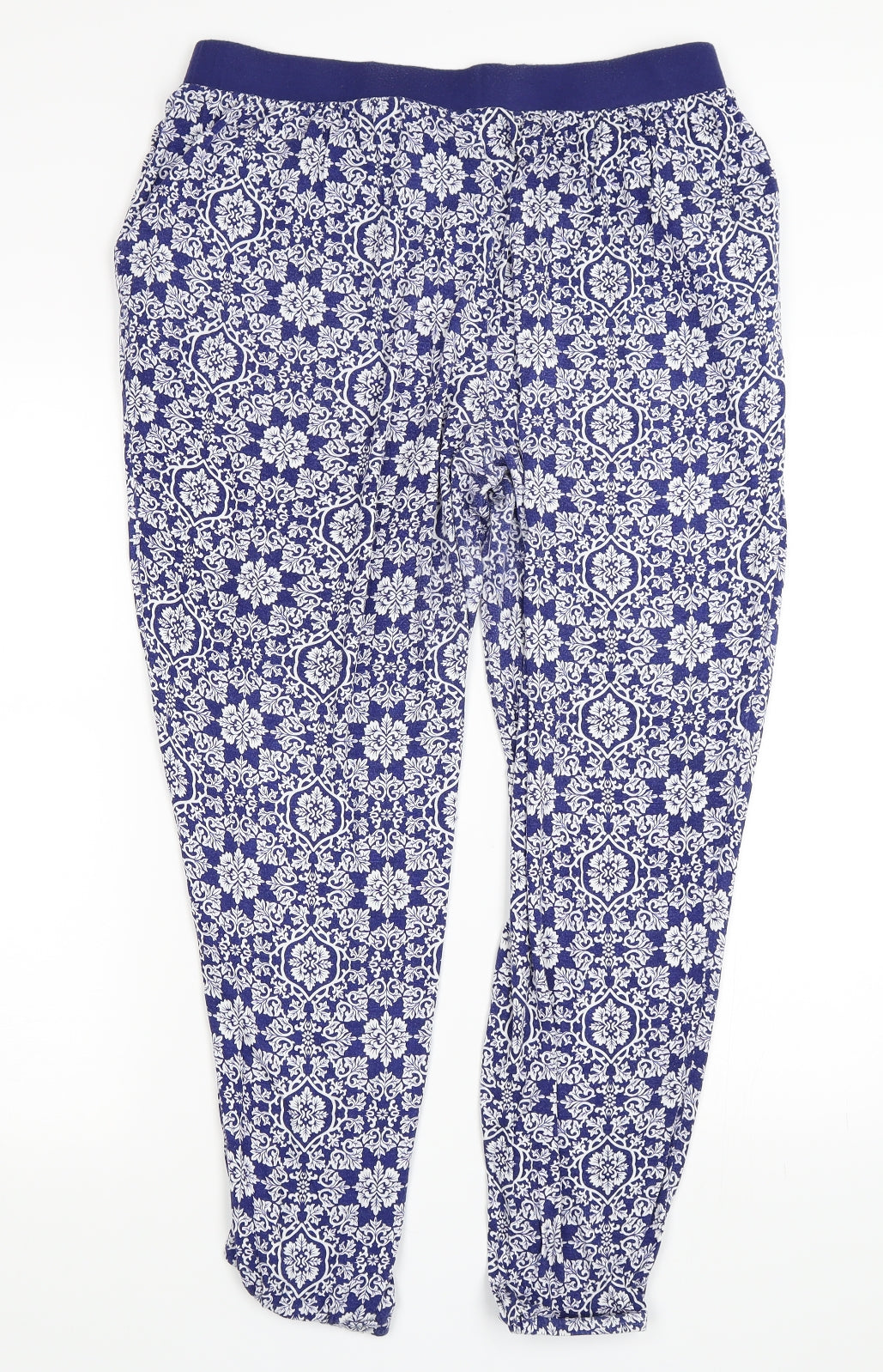South Womens Blue Paisley  Jogger Trousers Size 18 L28 in
