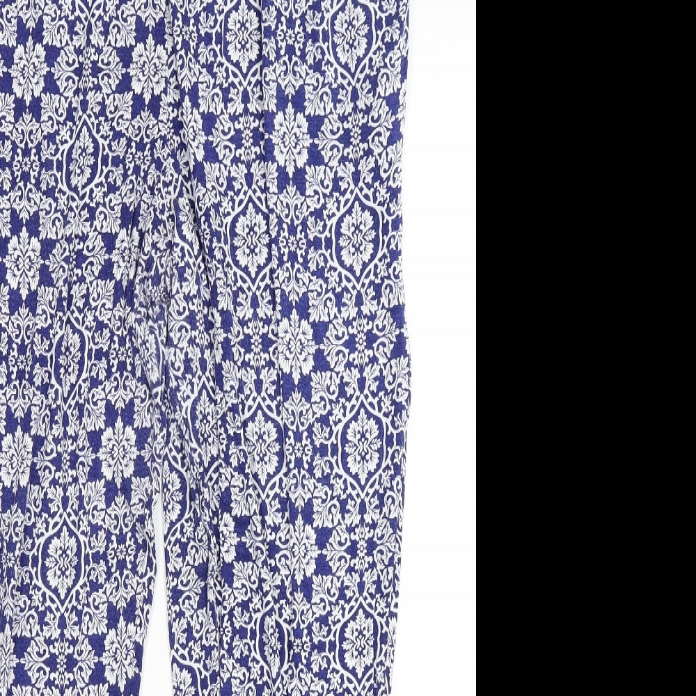 South Womens Blue Paisley  Jogger Trousers Size 18 L28 in