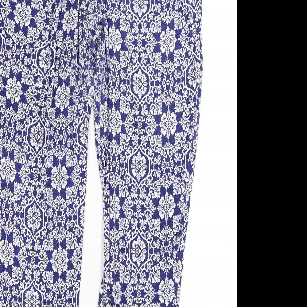 South Womens Blue Paisley  Jogger Trousers Size 18 L28 in