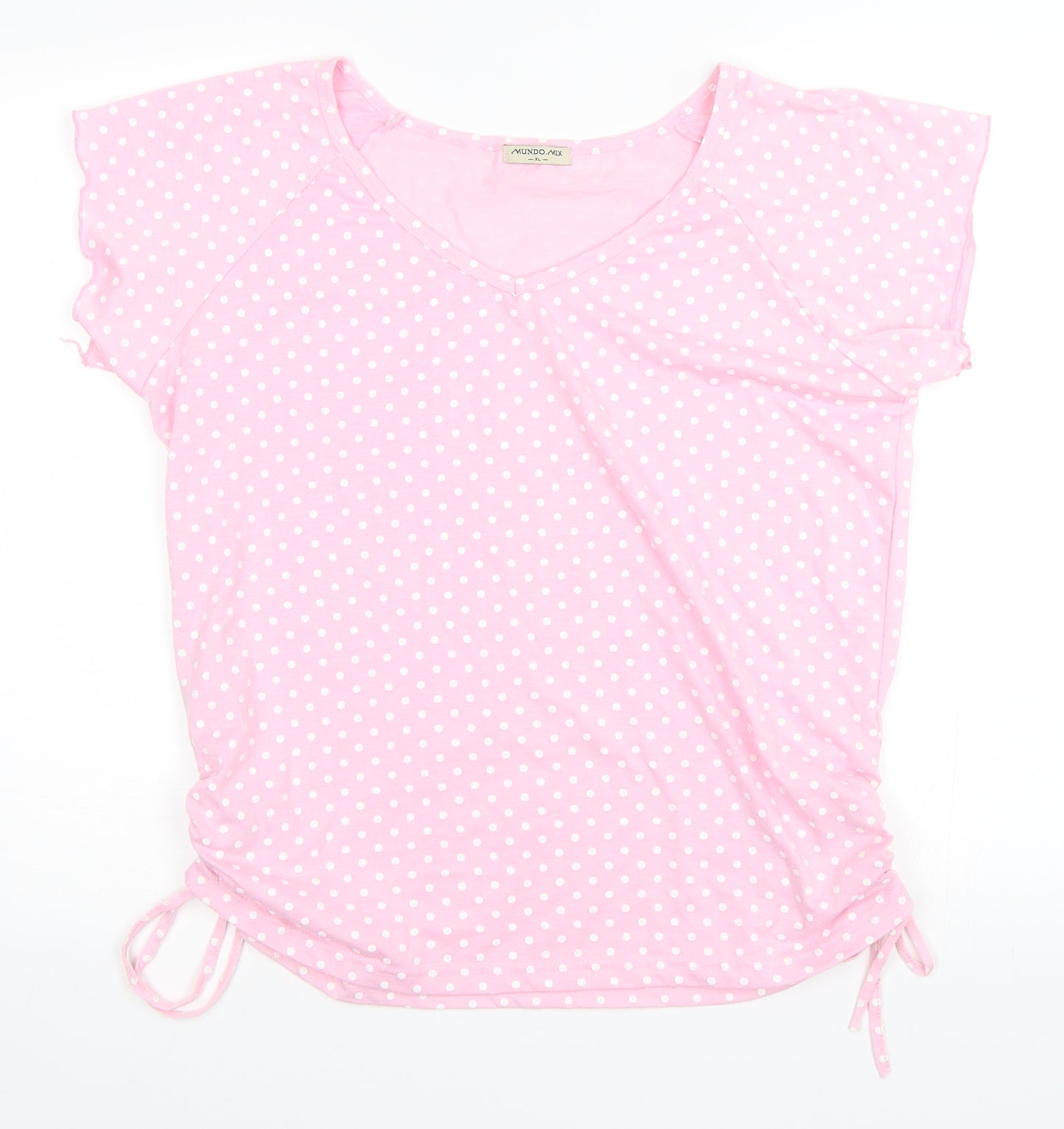 Preworn Womens Pink Polka Dot  Basic T-Shirt Size XL