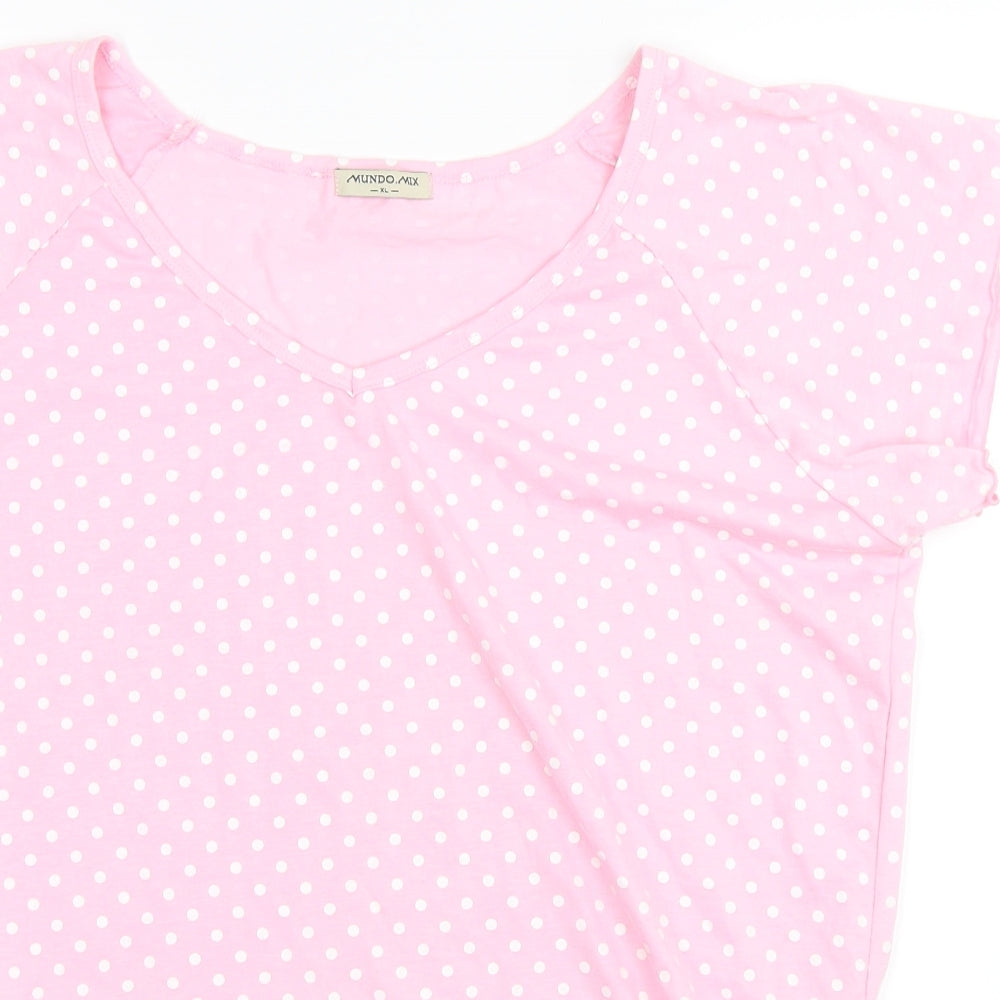 Preworn Womens Pink Polka Dot  Basic T-Shirt Size XL