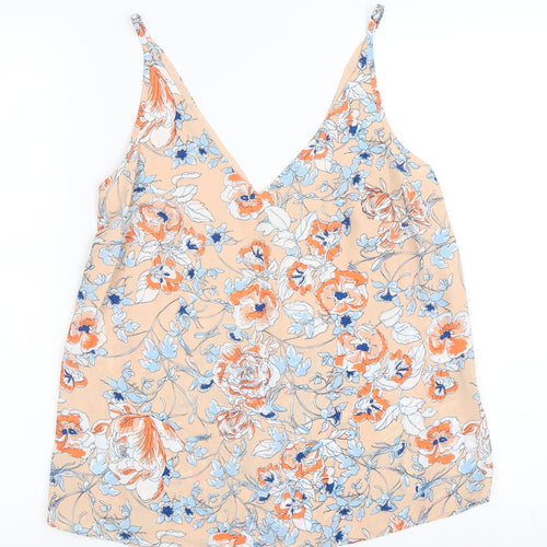 Papaya Womens Orange Floral  Camisole T-Shirt Size 8