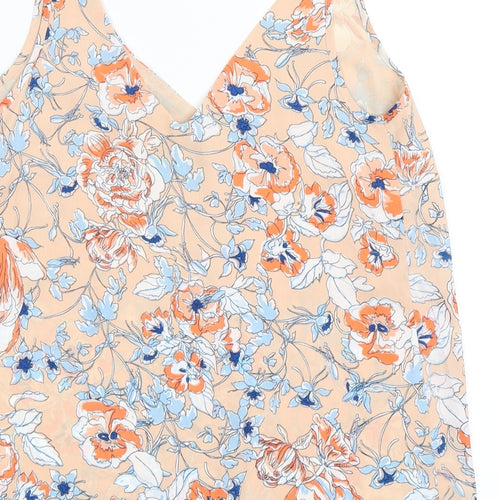 Papaya Womens Orange Floral  Camisole T-Shirt Size 8