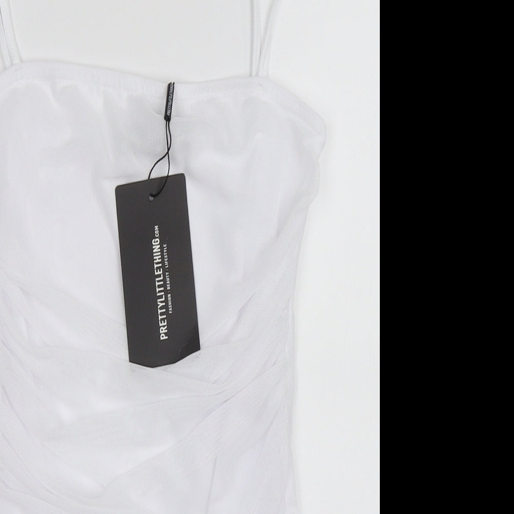 PRETTYLITTLETHING Womens White   Camisole Tank Size 10  - Bodysuit