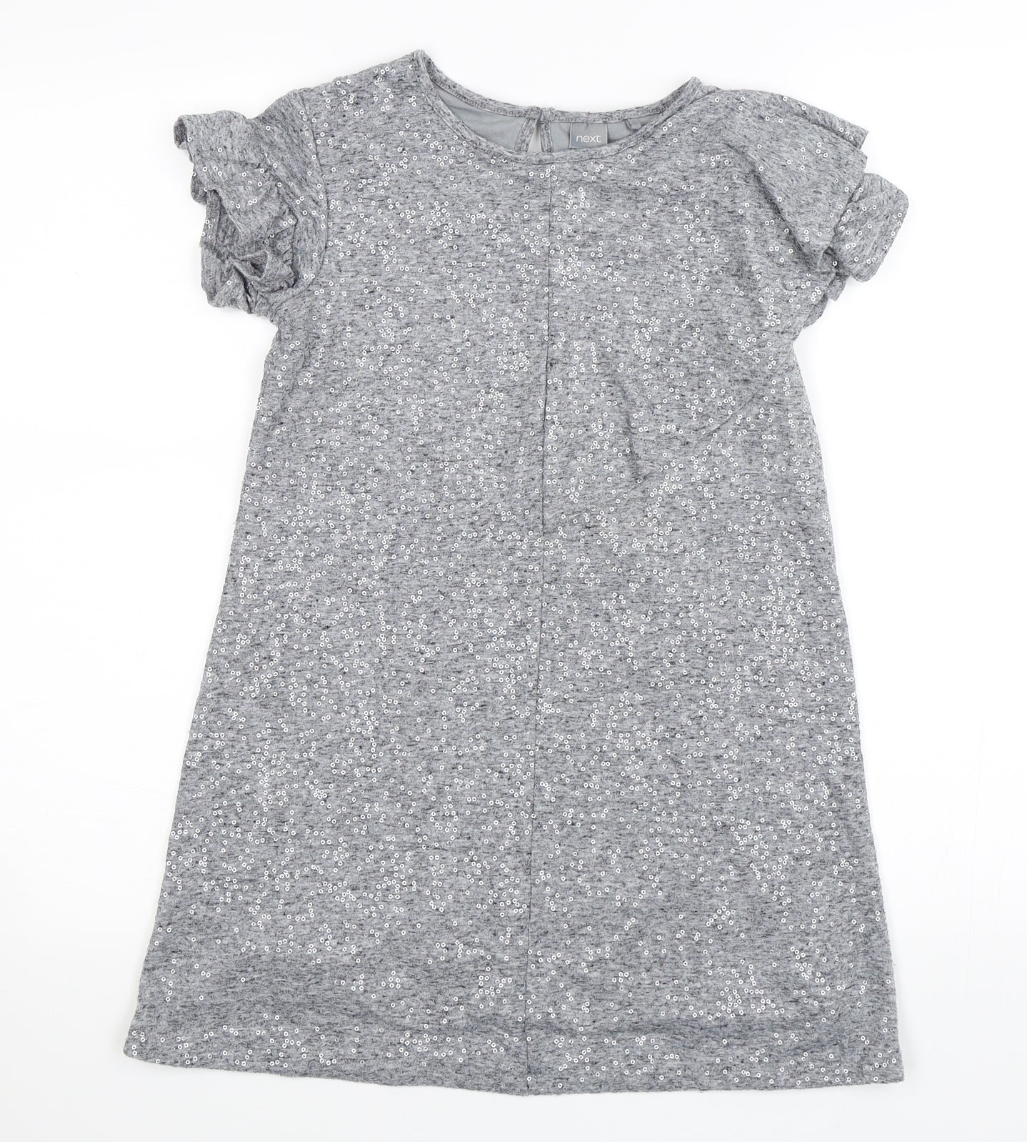 NEXT Girls Grey   T-Shirt Dress  Size 10 Years  - Sequins all over